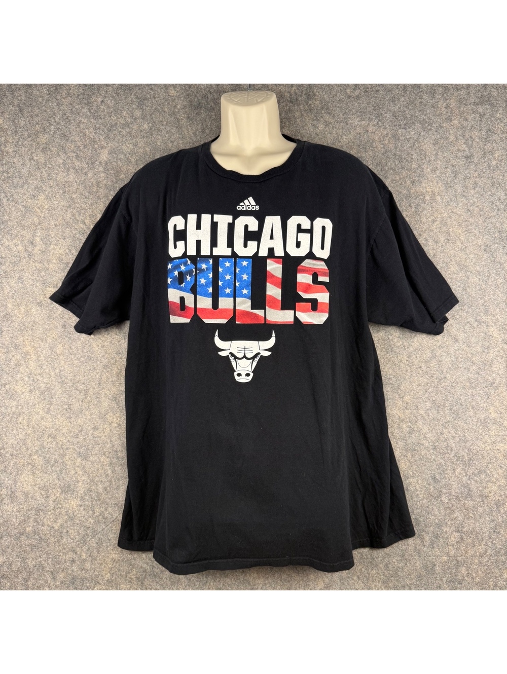 Adidas Chicago Bulls T Shirt Black Basketball Red White Blue USA Adult 2X 287